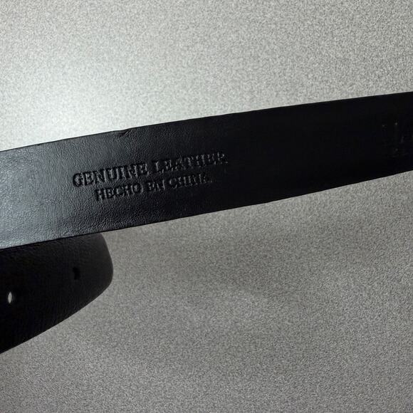 Lauren Ralph Lauren Leather Belt Womens Large Black Goldtone Buckle Pebble Charm - Picture 7 of 9